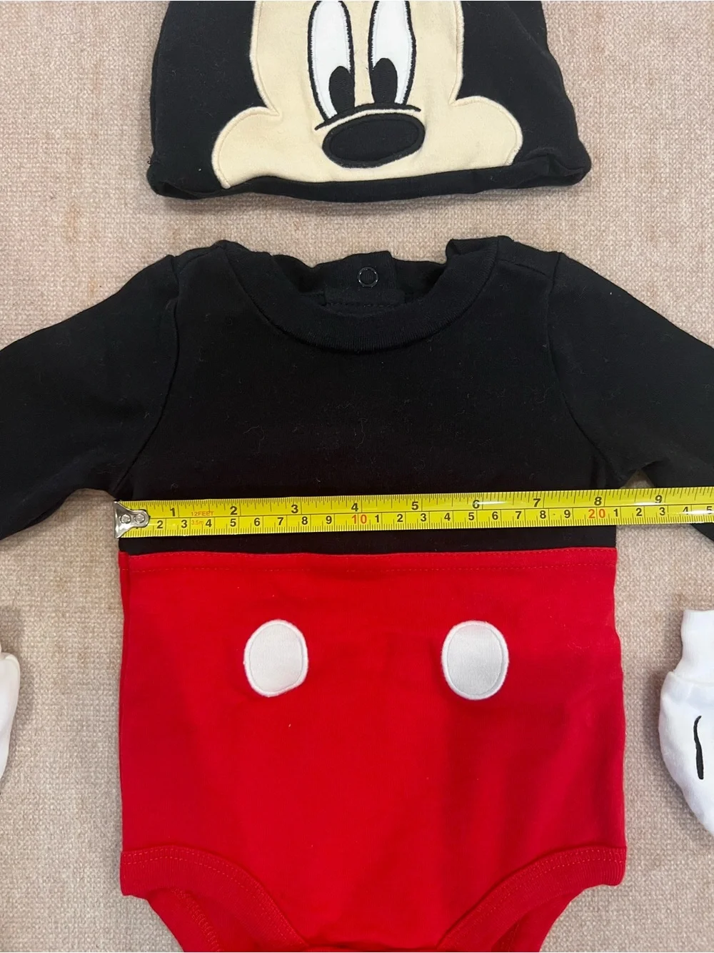 Disney Baby Mickey Mouse Bodysuit Outfit Set 3–6 M 100% Cotton Adorable Costume